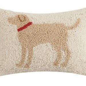 NEW Peking Handicraft Light Brown Dog Wool Cotton Throw Pillow, 8 X 12